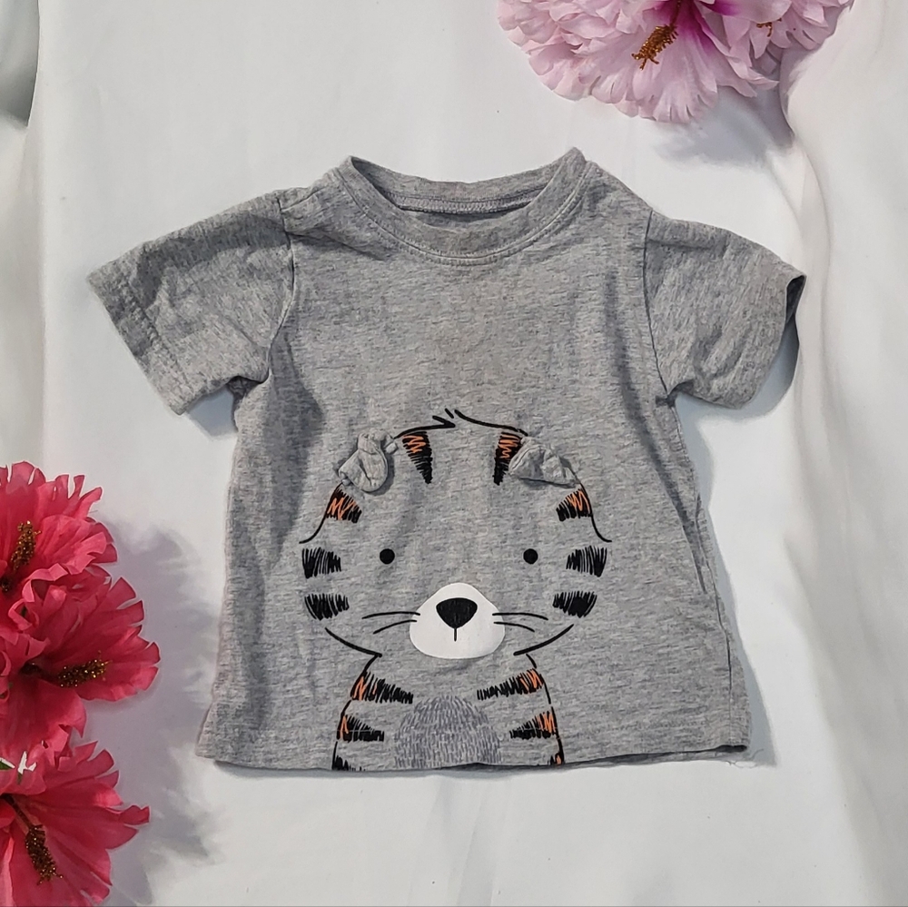 Child of Mine by Carter's Baby Boys Gray Short Sleeve Tiger Graphic Tee Size 12M